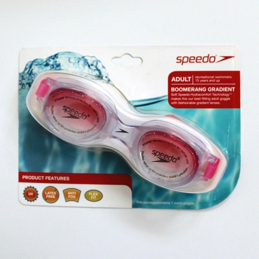 Speedo Adult Boomerang Gradient Pink & Clear Swim Goggle